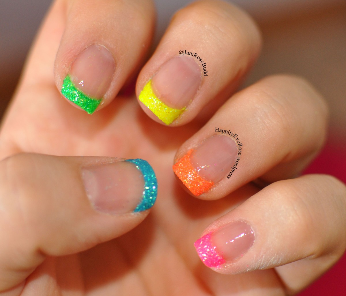 Neon French tip with animal print and neon glitter – HappilyEveRose